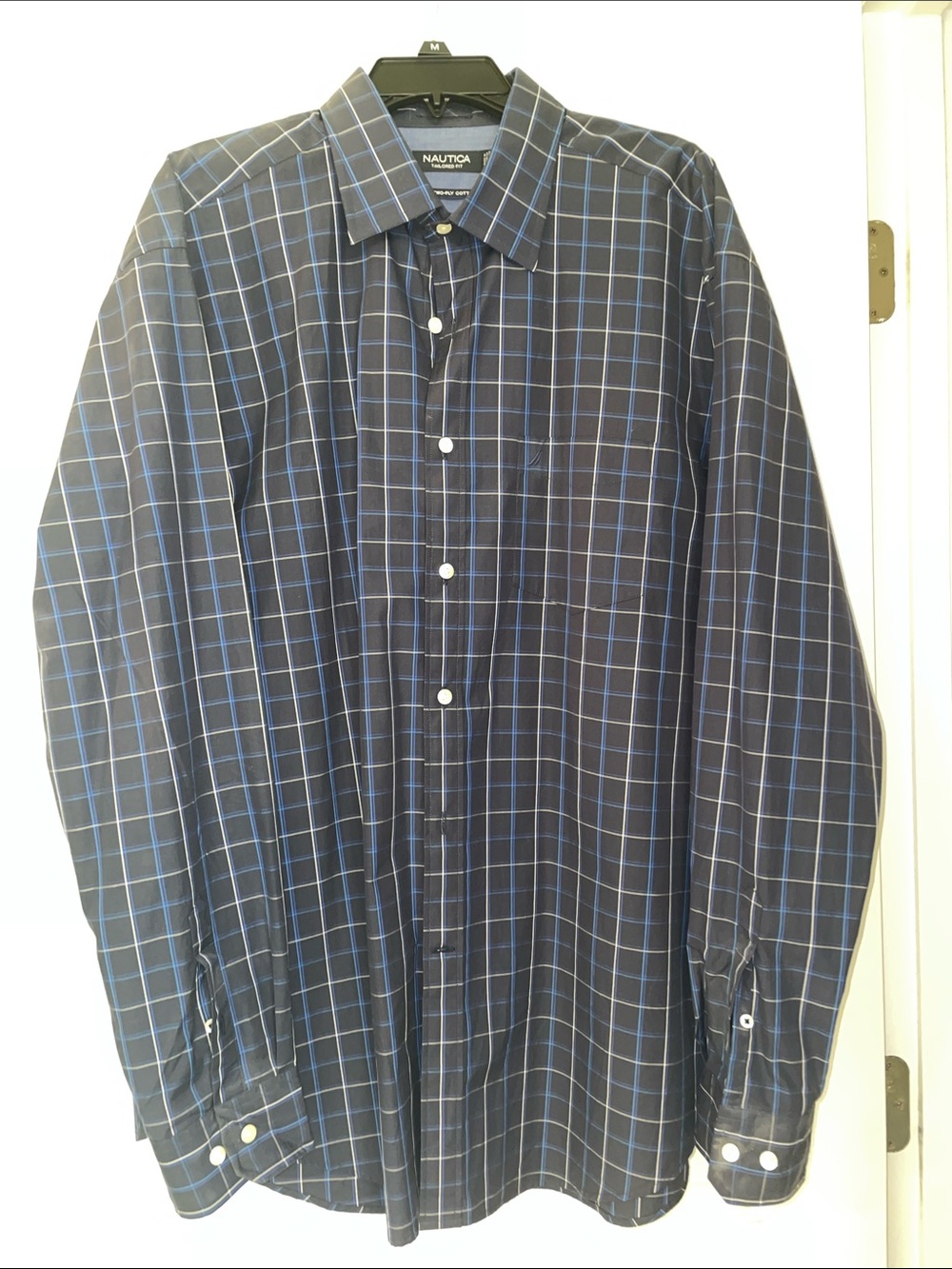 Nautica Navy and Light Blue Plaid Button-Down Shirt